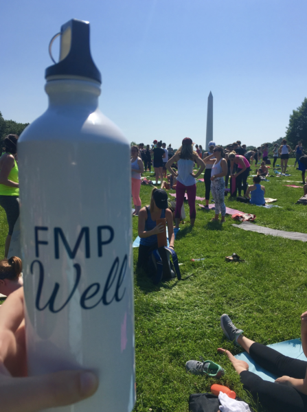 Photo of an FMP-branded water bottle