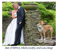 FMP Employee Dan Ohmott with his wife and dog