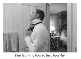 Dan tying a bow-tie