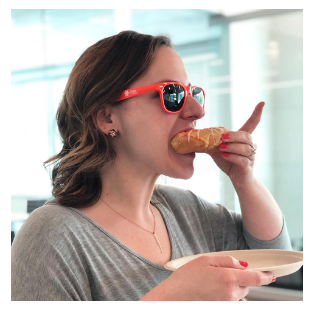 An FMP employee sporting FMP-braded sunglasses