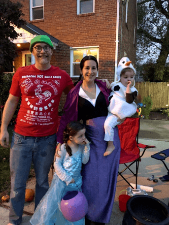 Image of FMP Employee, Maggie, and her family dressed up for Halloween.