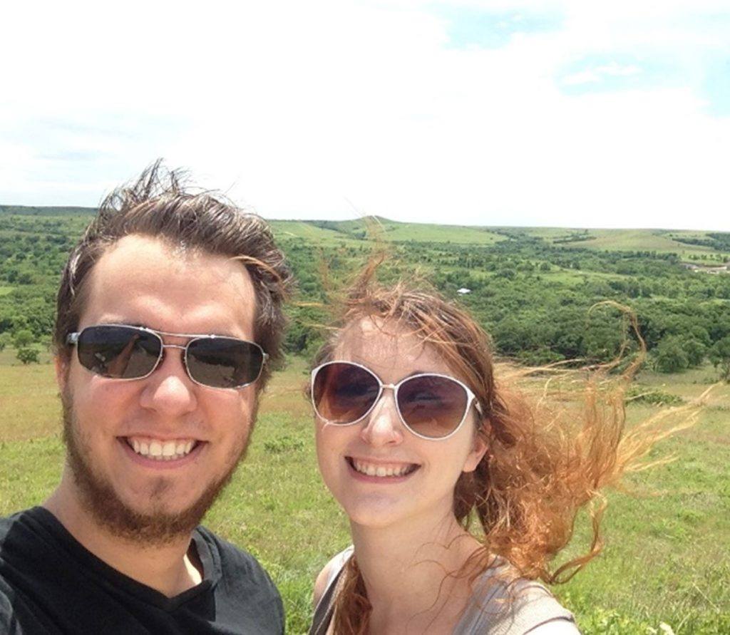 Nate and his wife, Bethany, exploring the Kansas prairie