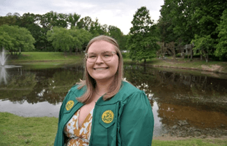 Graduation photo of Kristina Wright at George Mason University in May 2022!