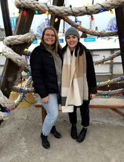 Kristina Wright and friend at the BlueCross Riverwalk Winterfest in Philadelphia. When working in Philly, our organization hosted an annual winter celebration with ice-skating at the Winterfest!