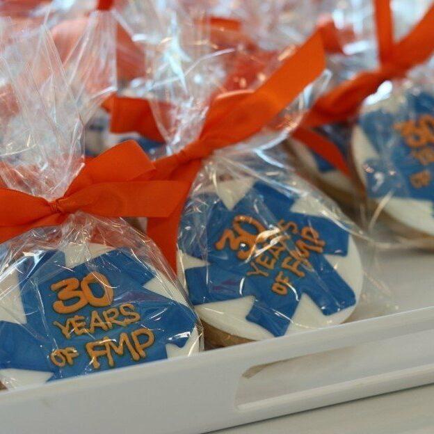 Cookies branded for FMP's 30th Anniversary