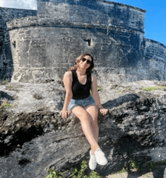 Christine visiting Fort Fincastle in the Bahamas.